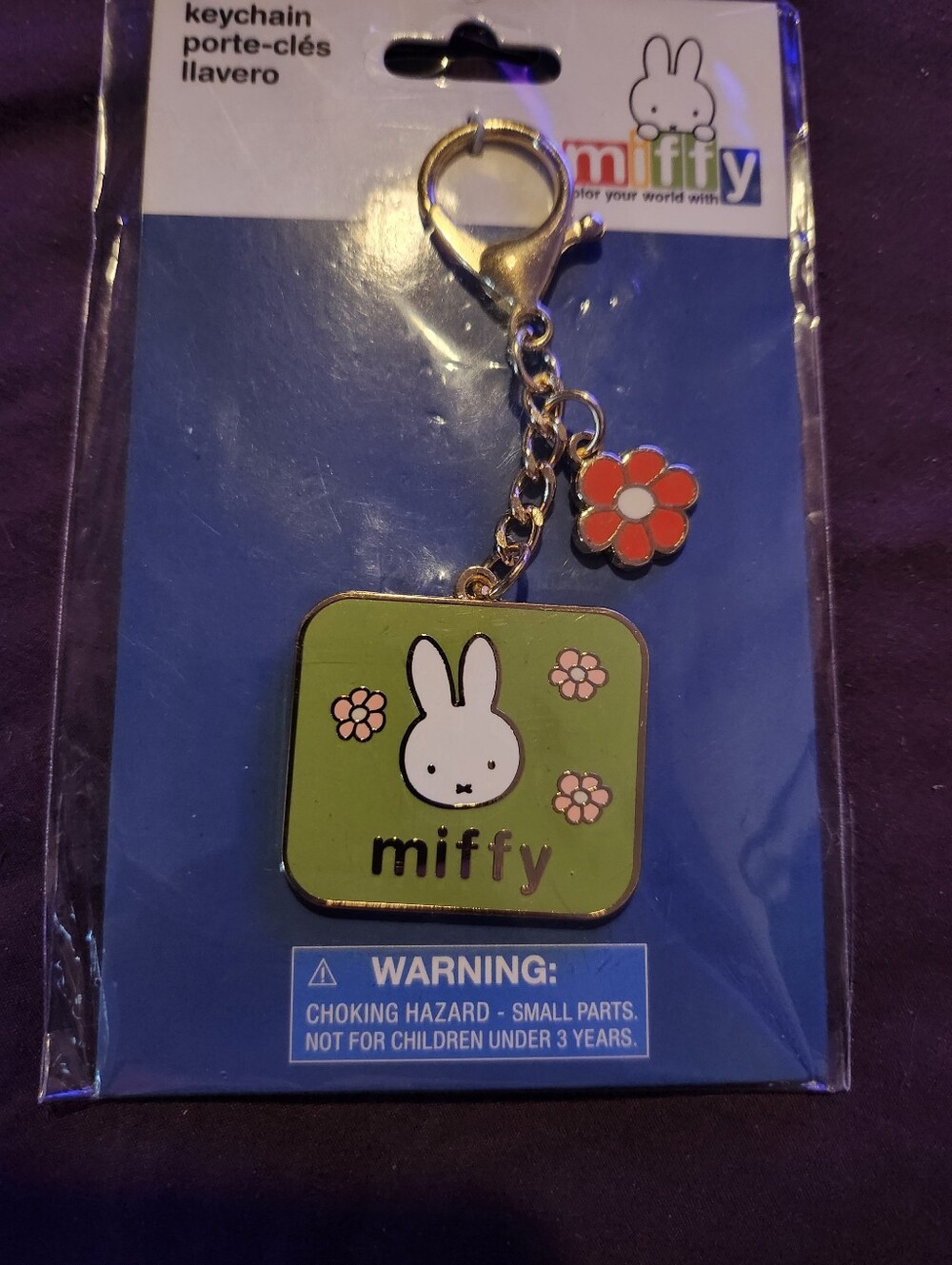 miffy Green Bunny Keychain with Pink Floral Charms